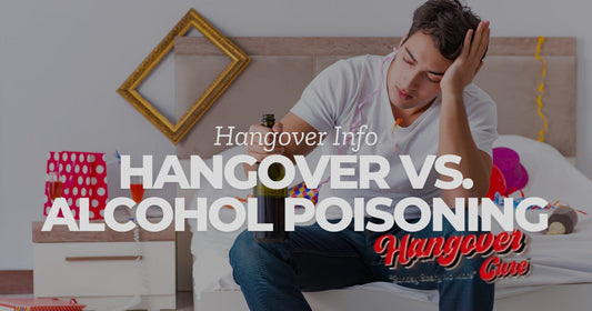 man sitting with caption Hangover vs. Alcohol Poisoning
