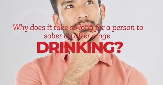man thinking with caption Why does it take so long for a person to sober up after binge drinking?