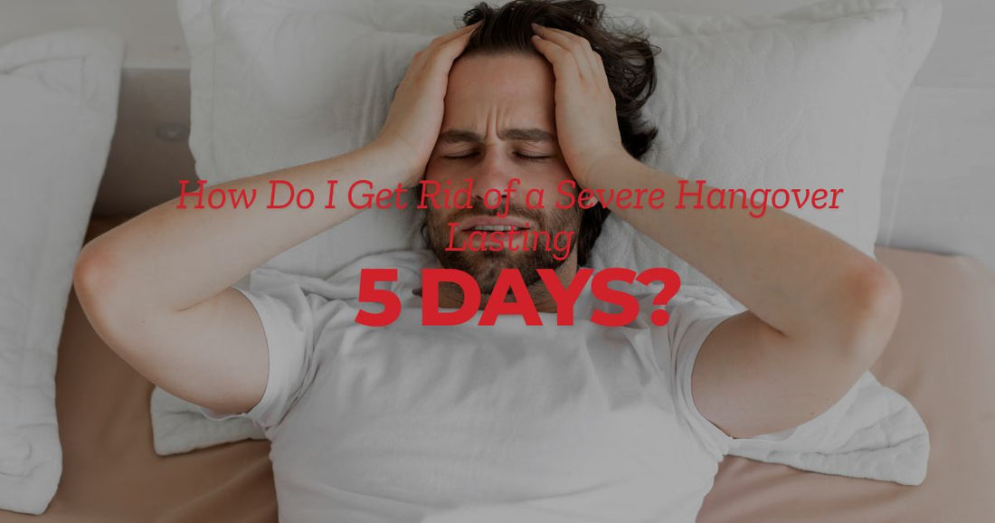 man in bed with caption How Do I Get Rid of a Severe Hangover Lasting  5 Days?