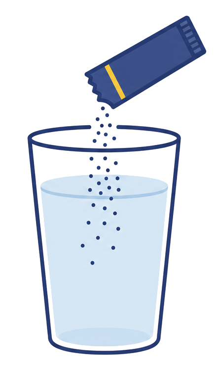 Pour. Add one sachet to 8–12 oz of water